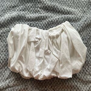Zara White Ruched Crop Top